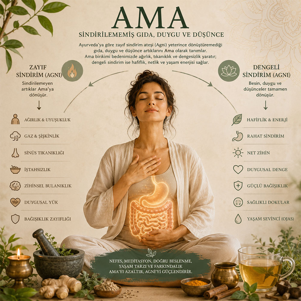 Ayurveda’da Ama, sindirilememiş gıda, duygu ve düşünce kavramı