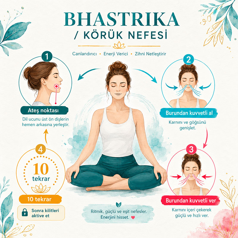 Bhastrika Körük Nefesinin adım adım uygulanışı