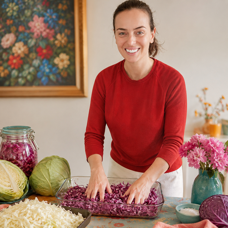 Ev yapımı Sauerkraut fermente lahana