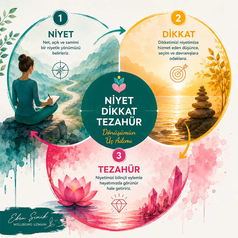 Niyet dikkat ve tezahür sürecinin üç aşaması