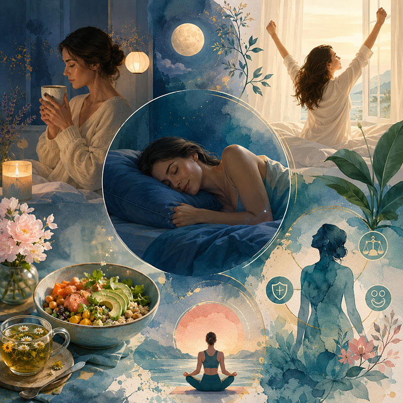 A healthy evening and morning routine supporting restorative sleep and daily wellbeing