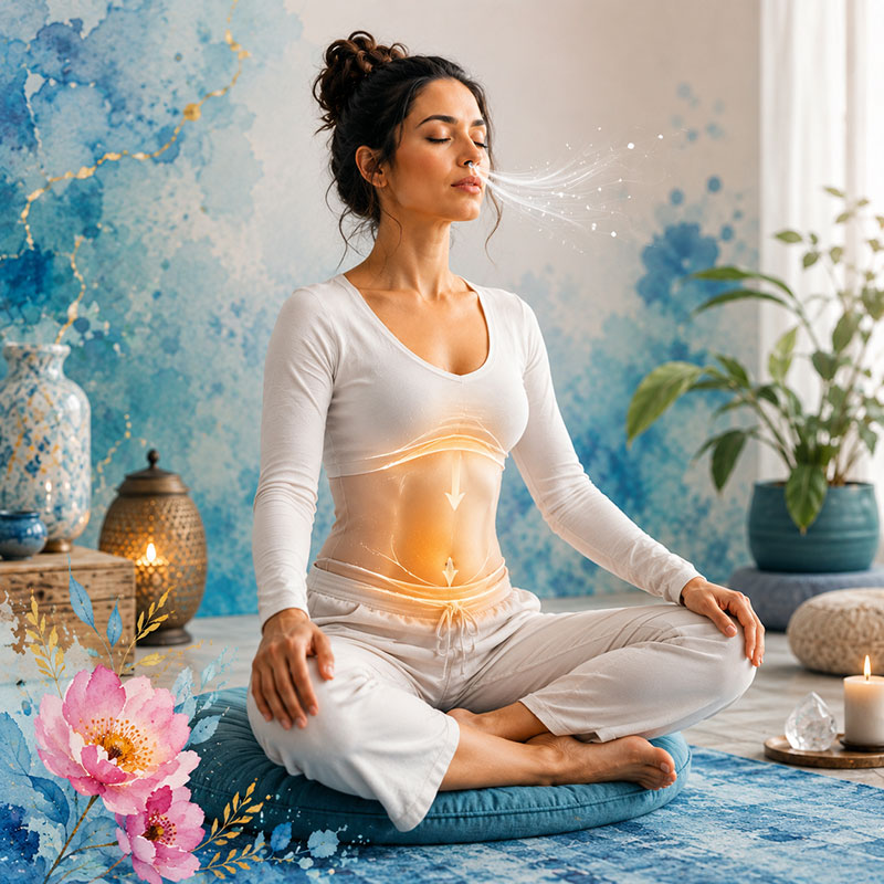 Correct seated posture and abdominal movement for Kapalabhati breathing practice